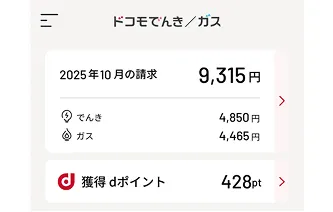 毎月の電気・ガスの料金が確認できる！